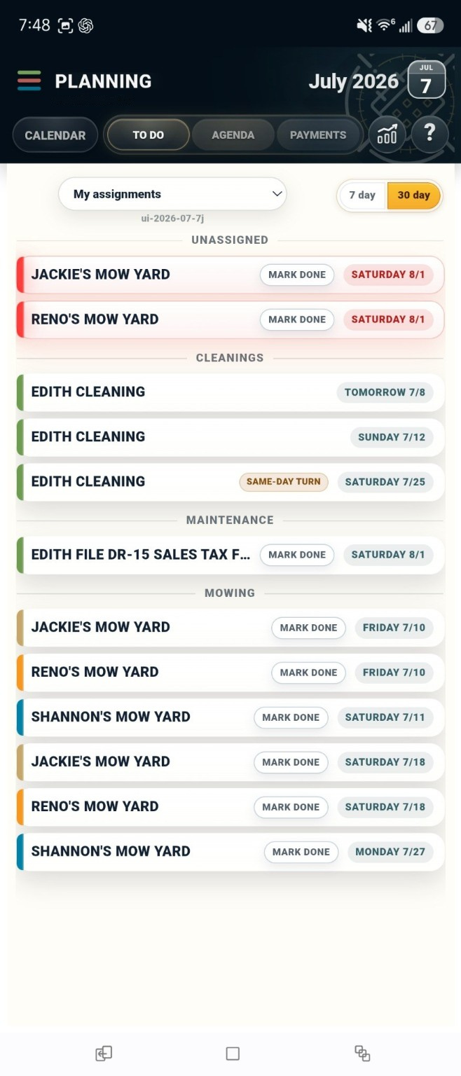 Collimet To Do list view on mobile